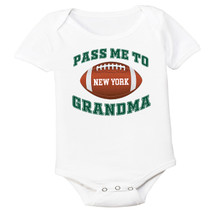 New York Green Football Pass Me to GrandMa Baby Bodysuit