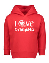 Oklahoma Loves Football Chalk Art Toddler Hoodie with Side Pockets -RED