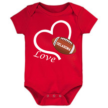 Oklahoma Loves Football Heart Baby Bodysuit