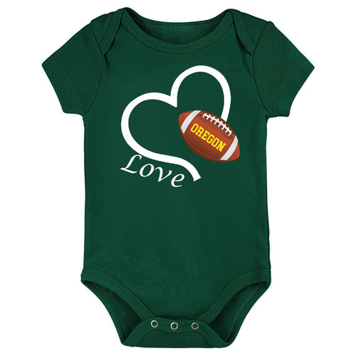 Football Love Heart Baby Bodysuit for Oregon Fans