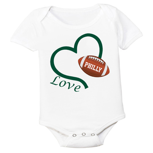 Philadelphia Loves Football Heart Baby Bodysuit