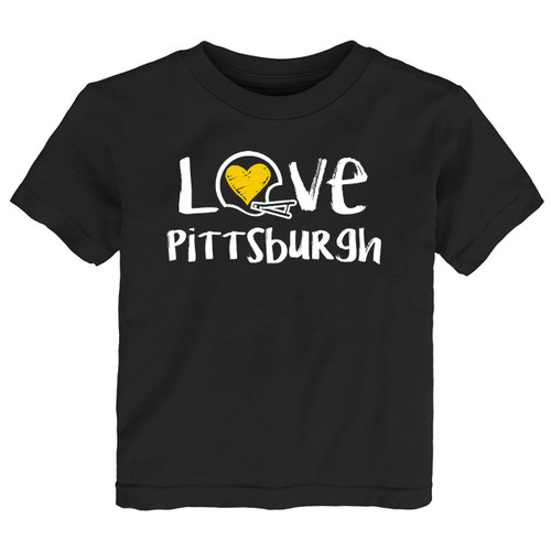 Pittsburgh Loves Football Chalk Art Baby/Toddler T-Shirt -BLK