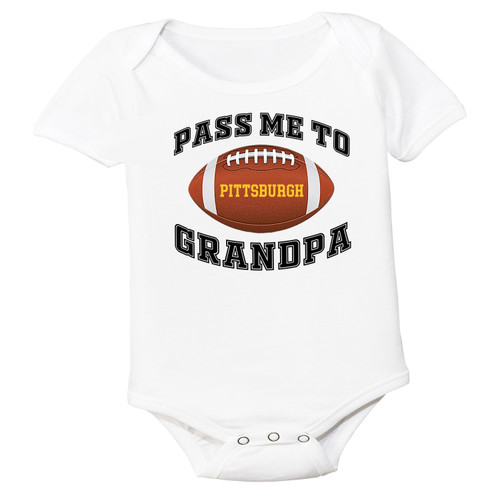 Pittsburgh Football Pass Me to GrandPa Baby Bodysuit