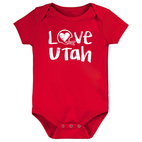 Utah Loves Football Chalk Art Baby Bodysuit -RED