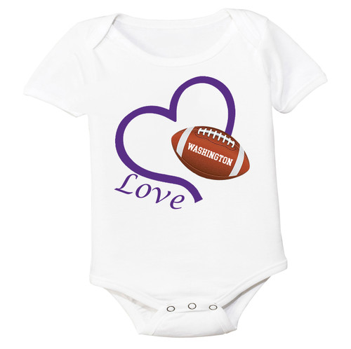 Washington Loves Football Heart Baby Bodysuit