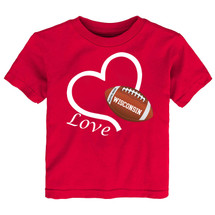 Wisconsin Loves Football Heart Baby/Toddler T-Shirt