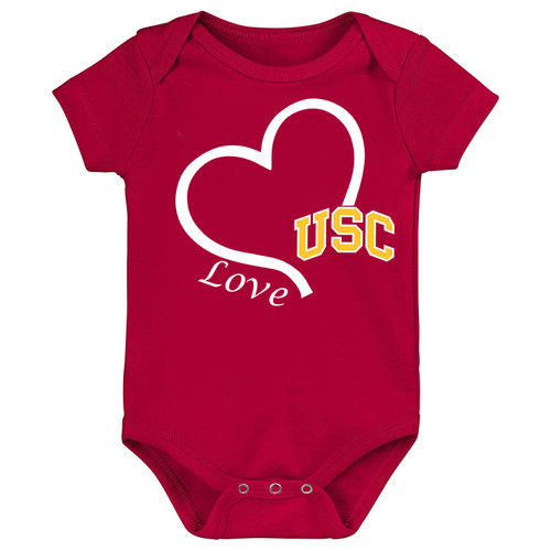 USC Trojans Southern California officially Licensed Love Heart Baby Bodysuit