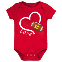 Kansas City Loves Football Heart Baby Bodysuit