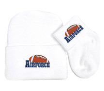 Air Force Football Newborn Baby Knit Cap and Socks Set