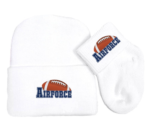 Air Force Football Newborn Baby Knit Cap and Socks Set