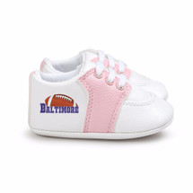 Baltimore Football Pre-Walker Baby Shoes - Pink Trim