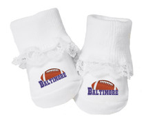 Baltimore Football Baby Toe Booties with Lace