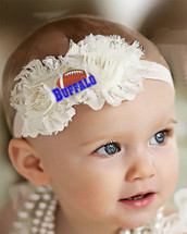Buffalo Football Baby/ Toddler Shabby Flower Hair Bow Headband