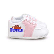 Buffalo Football Pre-Walker Baby Shoes - Pink Trim