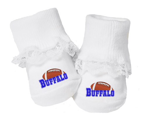 Buffalo Football Baby Toe Booties with Lace