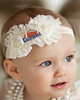California Football Baby/ Toddler Shabby Flower Hair Bow Headband