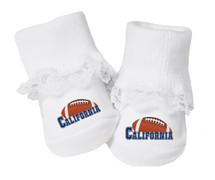 California Football Baby Toe Booties with Lace
