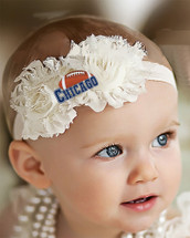 Chicago Football Baby/ Toddler Shabby Flower Hair Bow Headband