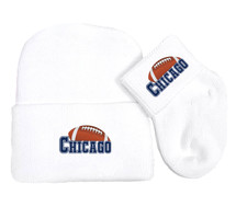 Chicago Football Newborn Baby Knit Cap and Socks Set