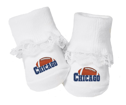Chicago Football Baby Toe Booties with Lace