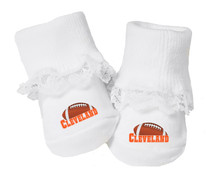 Cleveland Football Baby Toe Booties with Lace
