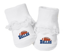 Dallas Football Baby Toe Booties with Lace