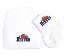 Denver Football Newborn Baby Knit Cap and Socks Set