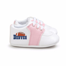 Denver Football Pre-Walker Baby Shoes - Pink Trim