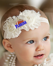 Florida Football Baby/ Toddler Shabby Flower Hair Bow Headband