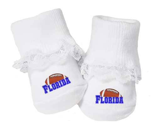 Florida Football Baby Toe Booties with Lace