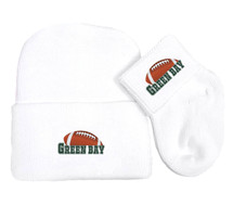 Green Bay Football Newborn Baby Knit Cap and Socks Set