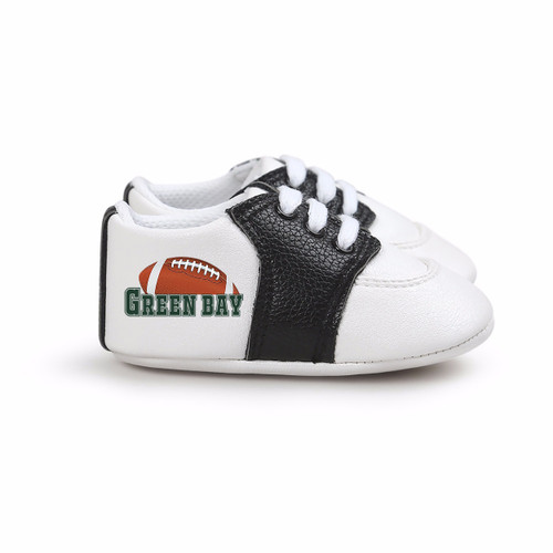 Green Bay Football Pre-Walker Baby Shoes - Black Trim