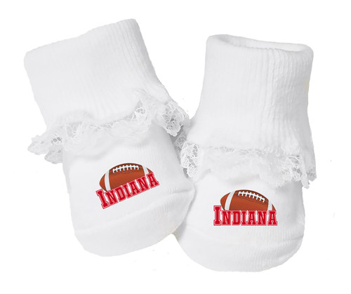 Indiana Football Baby Toe Booties with Lace