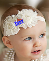 Indianapolis Football Baby/ Toddler Shabby Flower Hair Bow Headband