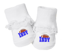 Indianapolis Football Baby Toe Booties with Lace