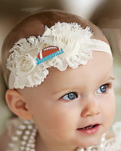 Jacksonville Football Baby/ Toddler Shabby Flower Hair Bow Headband
