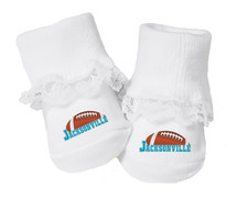 Jacksonville Football Baby Toe Booties with Lace