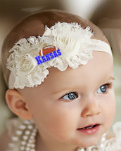 Kansas Football Baby/ Toddler Shabby Flower Hair Bow Headband