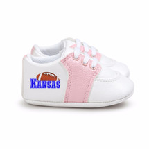Kansas Football Pre-Walker Baby Shoes - Pink Trim