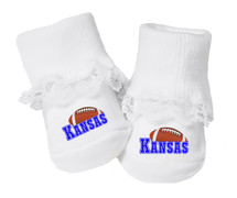 Kansas Football Baby Toe Booties with Lace