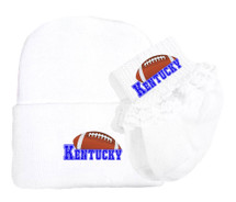 Kentucky Football Newborn Baby Knit Cap and Socks with Lace Set