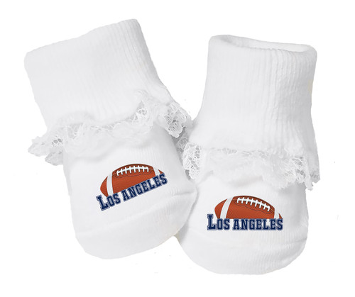 Los Angeles Football Baby Toe Booties with Lace