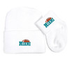 Miami Football Newborn Baby Knit Cap and Socks Set
