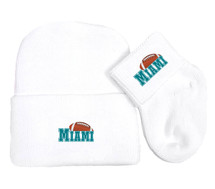 Miami Football Newborn Baby Knit Cap and Socks Set