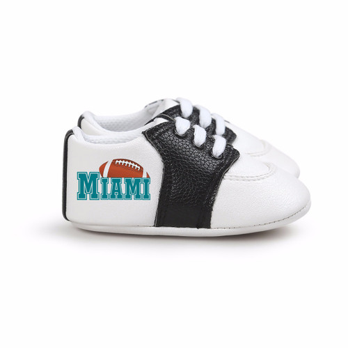 Miami Football Pre-Walker Baby Shoes - Black Trim