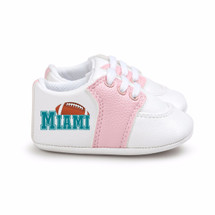 Miami Football Pre-Walker Baby Shoes - Pink Trim
