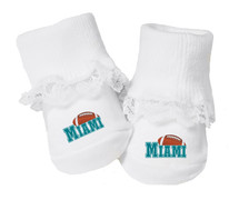 Miami Football Baby Toe Booties with Lace