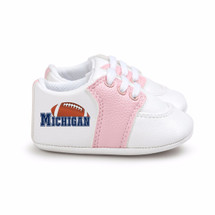Michigan Football Pre-Walker Baby Shoes - Pink Trim