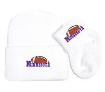 Minnesota Football Newborn Baby Knit Cap and Socks Set