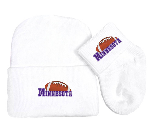 Minnesota Football Newborn Baby Knit Cap and Socks Set